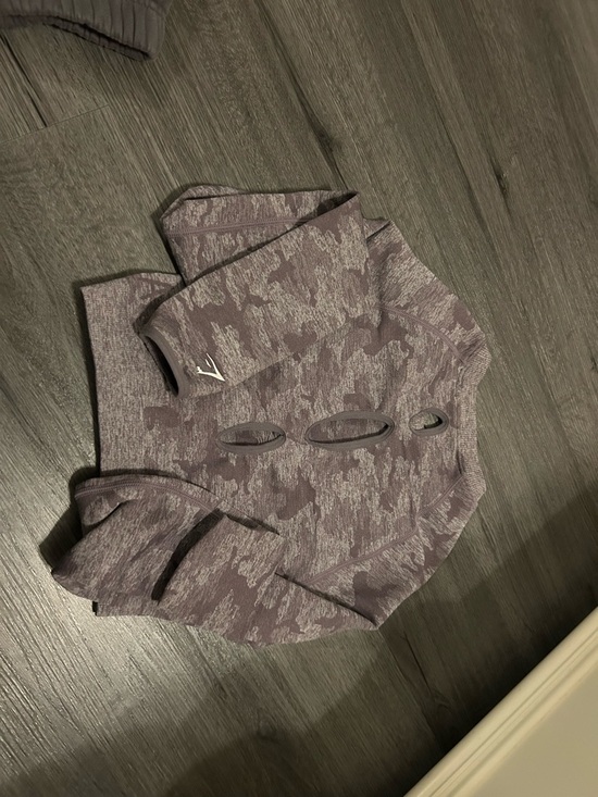 Gymshark Tops - Gymshark Purple Camo Long Sleeve Crop Tee